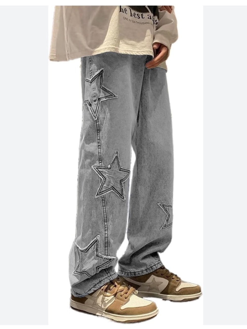Zumiez Light Blue Denim Star Embroidered Tee Unisex Jeans
